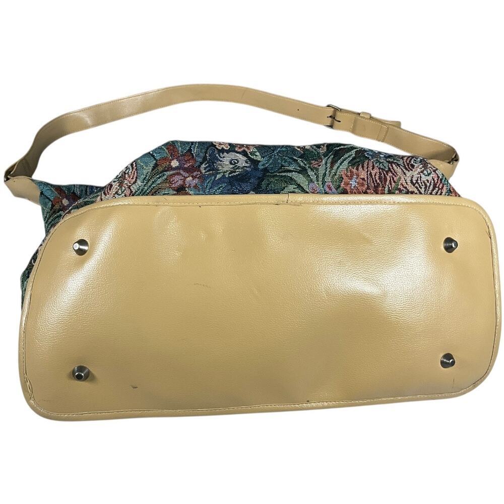 Tapestry Jungle Print Bamboo Handle Tote Bag - Multicolor - Picture 5 of 13